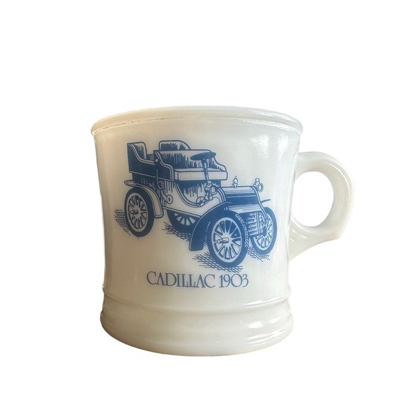 Vintage Surrey Shaving Mug Cadillac 1903 Coffee Cup Milk Glass - Picture 2 of 6